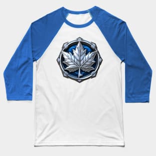 Maple Leaf Metal Badge Baseball T-Shirt